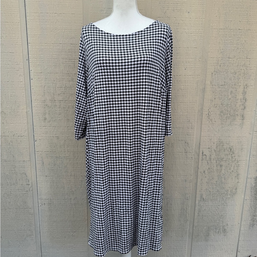 J. Jill Black & White Houndstooth Midi Dress